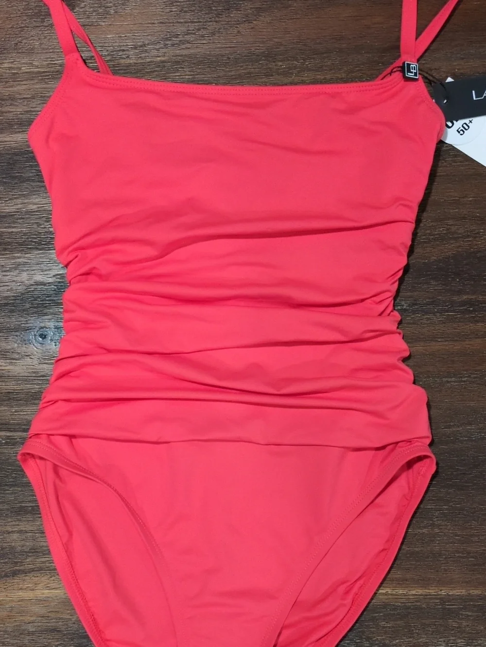 La Blanca Guava  One-Piece Swimsuit with Ruched Front Sz 4
